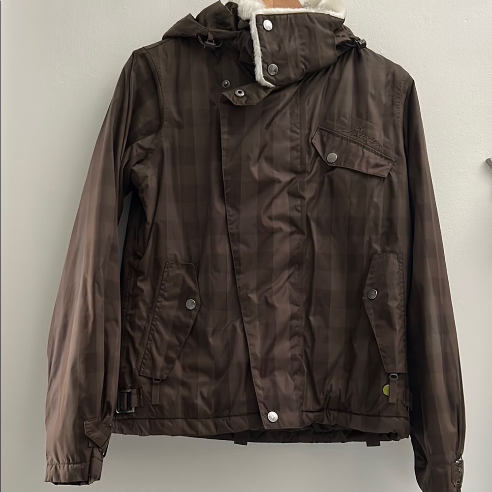 Burton Women’s Brown Ski Snowboard Jacket with Hood and Faux Fur Lining